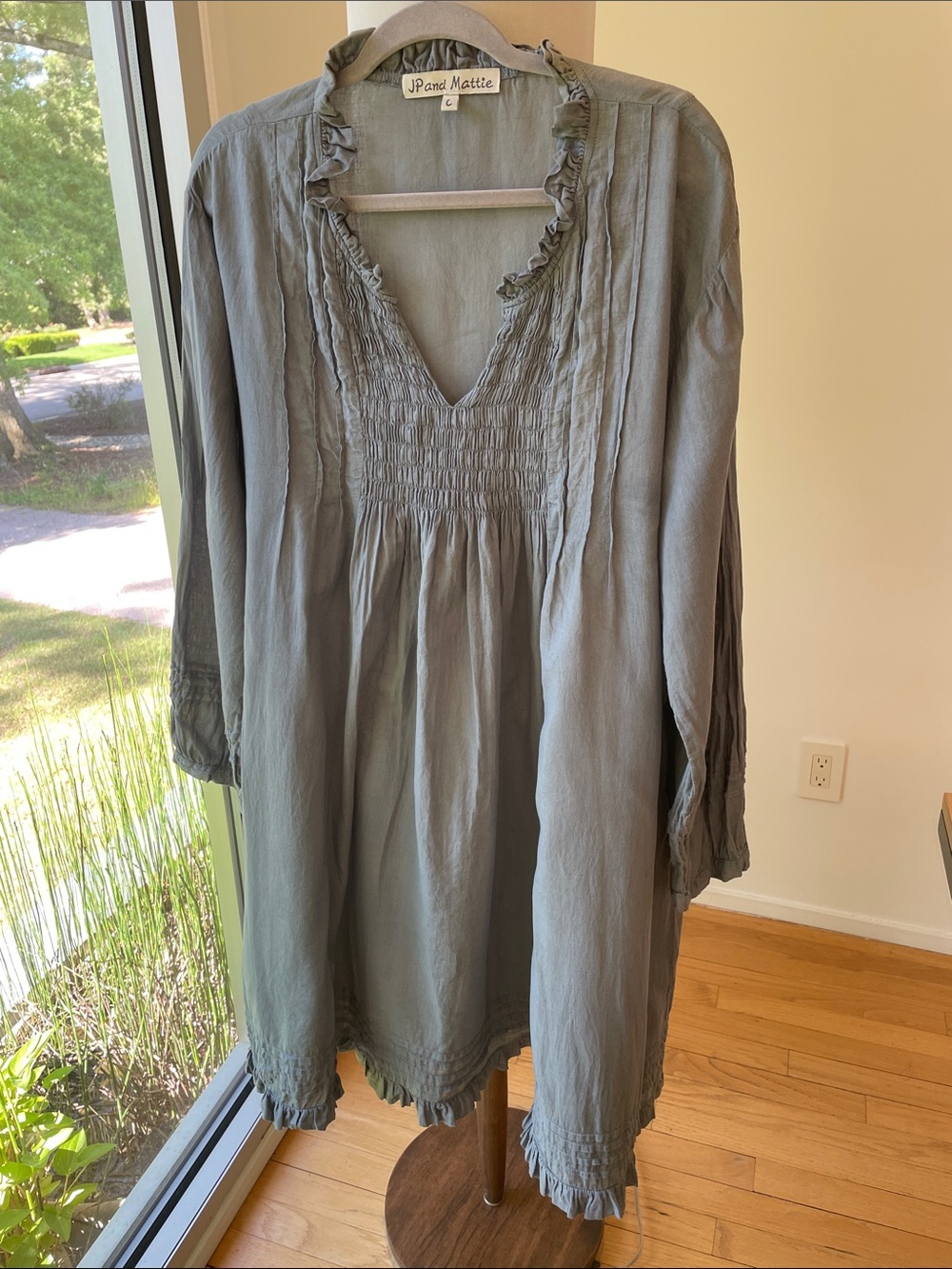 JP and Mattie Fabian mini dress in gray
